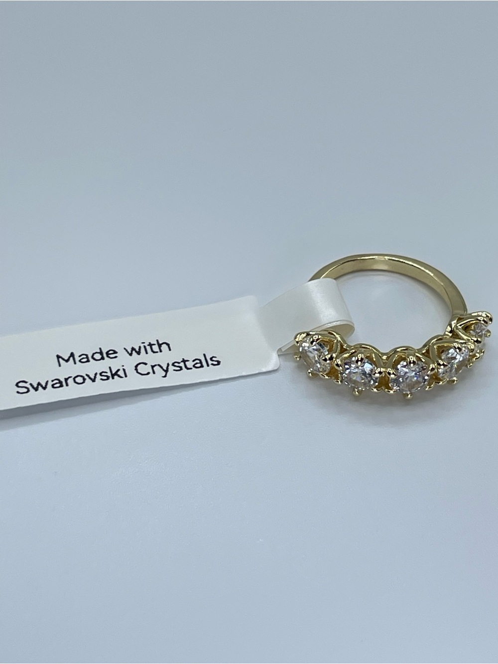 Swarovski Crystal Elements White Crystal Half Eternity Band Ring Sz 7 Glam - Picture 5 of 10
